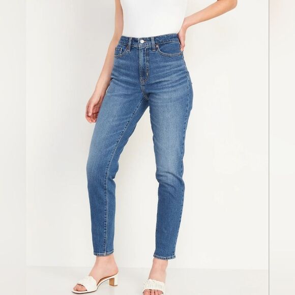 Old Navy extra stretch high rise curvy OG straight blue jeans size 0 NWT - Picture 1 of 10